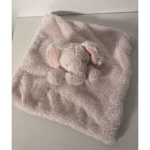 Just Born Pink Glittery Plush Elephant Security Blanket Lovey Baby Rattle Toy